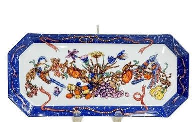 Hermes Limoges Porcelain 14.25 inch Rectangular Serving Tray in Marqueterie
