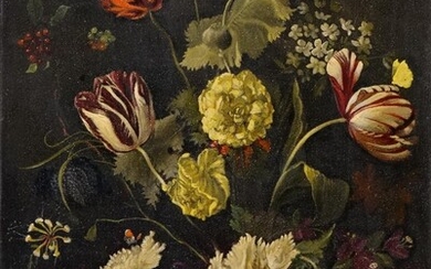 (-), Hollandse school, laat 19e eeuw, bloemstilleven, olieverf...