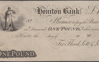 Honiton Bank, for Flood, Lott & lott, proof on paper for £1,...