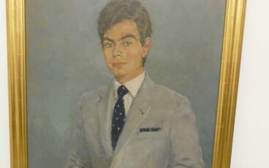Huile sur toile "Portrait de jeune homme" signée Harry Maas 1967 (115 x 67cm)