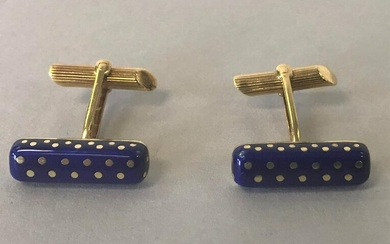 Italian 18K Gold & Blue Enamel Cufflinks