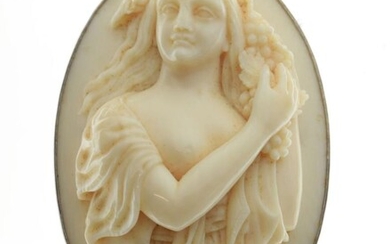Ivory cameo in a silver mount, carved as a...