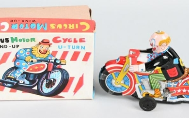 JAPAN TIN WINDUP CIRCUS MOTORCYCLE w/ BOX