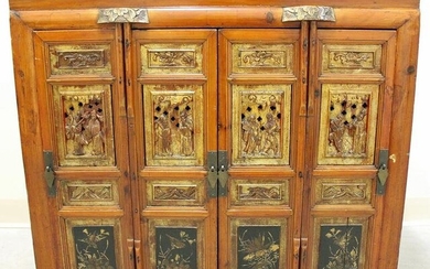 JAPANESE TANSU CARVED WOOD CABINET