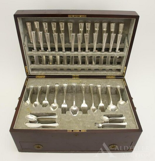JE Caldwell Cased Sterling Silver Flatware Service for