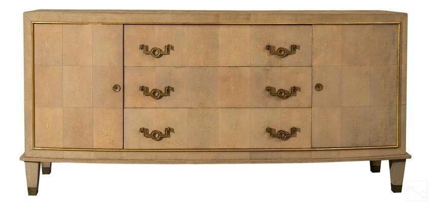Jacques Adnet French Art Deco Shagreen Credenza