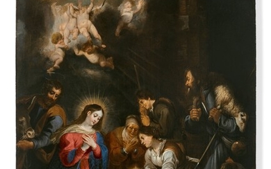 Jan COSSIERS Anvers, 1600 - 1671L'Adoration des bergersHuile sur panneauThe Adoration of the shepherds, oil...