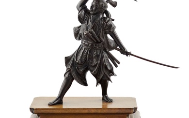 Japanese bronze sculpture of a samurai warrior. Japan. Meiji. The...