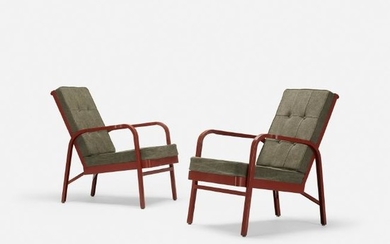 Jean Prouve & Jules Leleu, pair of armchairs