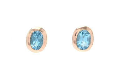 Jewellery Earrings EARRINGS, sterling silver, oval blue topazes, measurements appro...