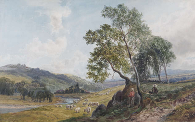 John Faulkner RHA (1835-1894) Sheep Farm, Warwick Watercolour,...