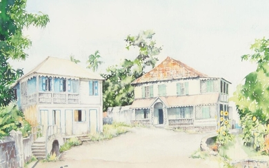 Kate Spencer, British school, late-20th/early-21st century- Scenes from St Kitts; watercolours, four, variously signed, titled, and dated, max. 43.4 x 37 cm; together with another watercolour by a different hand, signed and dated 'RGLA 77' lower...