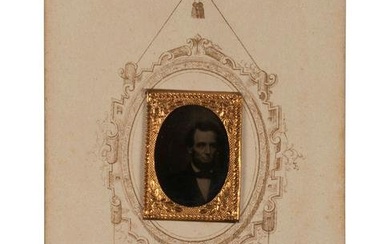 [LINCOLN, Abraham (1809-1865)]. Gem-sized tintype of Abraham Lincoln.
