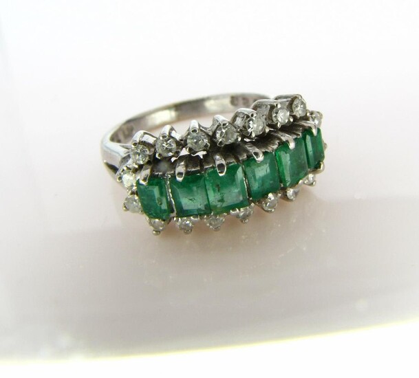Lady's 14K WG Emerald and Diamond Ring