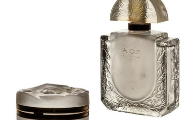 Lalique Art Deco Parfum Bottle & Daphne Powder Box