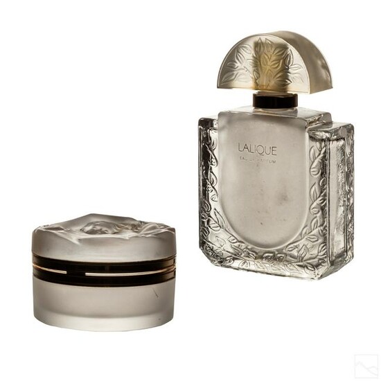 Lalique Art Deco Parfum Bottle & Daphne Powder Box