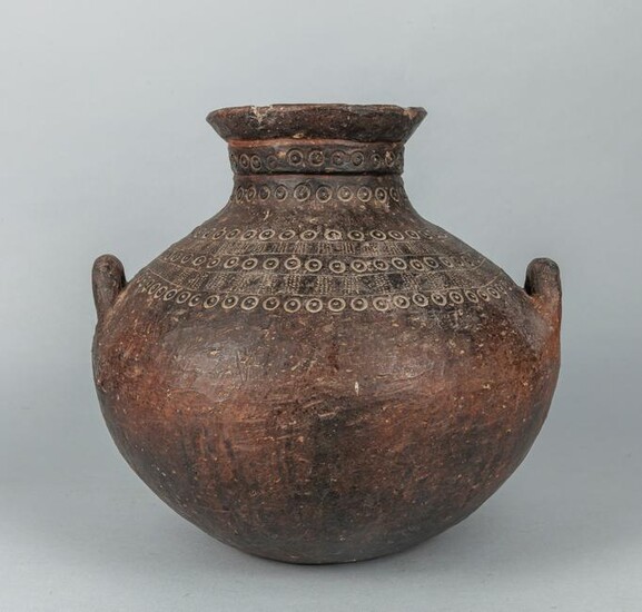 Large Native American Type Carved Pottery Pot