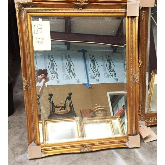 Large Ornate Gilt Wood Beveled Mirror