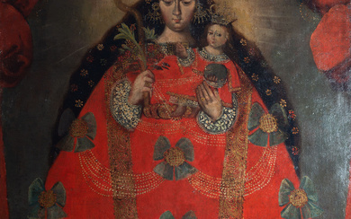 Large Virgin with Child, Cuzco colonial school from the 17th...