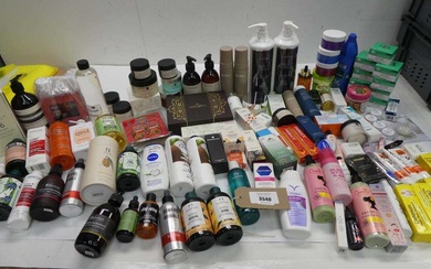 Large bag of toiletries including hair products, sleep cream, Ointments,...