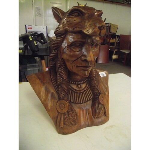 Large native American , well carved hardwood figure , heavy ...