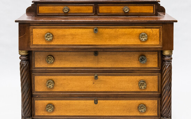 Late Federal Bird's-eye Maple and Grain-painted Chest of Drawers