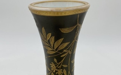 Late Victorian Bohemian Czech Art Uranium Glass Opal Harrach Vase