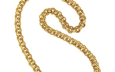 Long Gold Circle Link Necklace