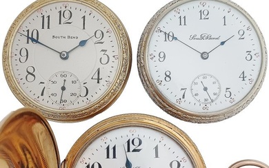 Lot Of 3 High Grade Antique South Bend Mens Hunter & Openface Running Pocket Watches
