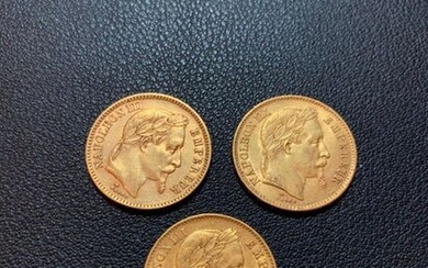 Lot de trois pièces de 20 francs | France, époque second empire