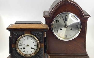 Lot details A late Victorian walnut and ebonised mantel clock...