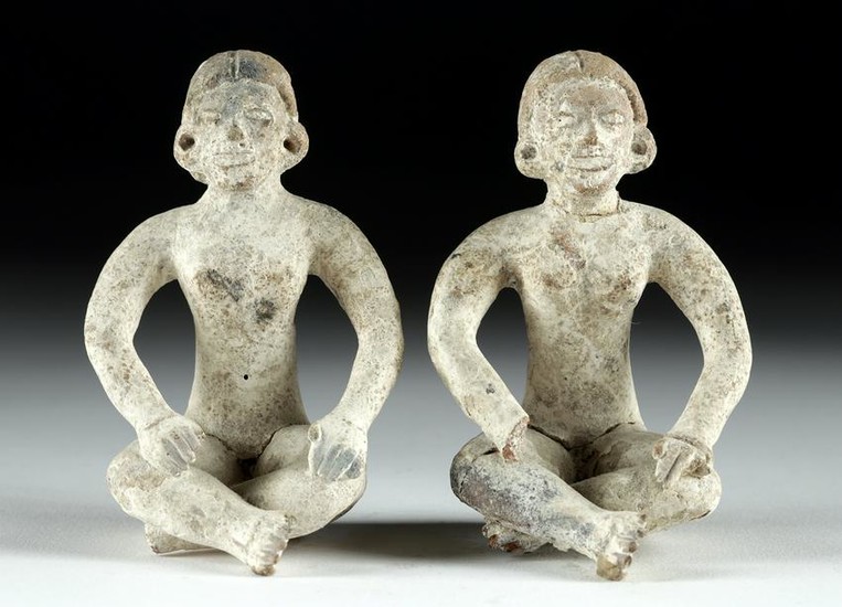 Lot of 2 Matching Xochipala Pottery Seated Figures