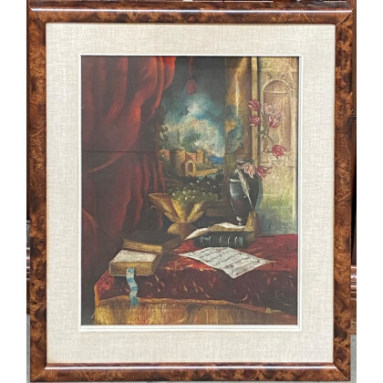 Lotto composto da due oli su tela di artista ignoto (cm 40x50), rappresentanti nature morte, in cornici