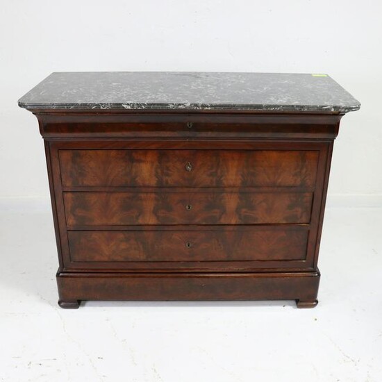 Louis Philippe Style Marble Top 5 Drawer Commode