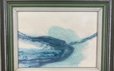 Loulou SCHILD (1943) "Horizon bleu" Huile sur toile Monogrammée L.S. en bas à gauche H...