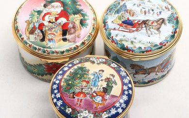 Lucy Zahran & Co. for Halcyon Days Ltd. Ed. Holiday Enamel Box with Music Boxes