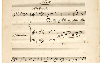 M. Bruch. Autograph manuscript of the song "Für die Eltern", his earliest composition, written out in 1920