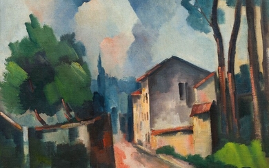 MAURICE DE VLAMINCK(Paris 1876-1958 Rueil-la-Gadelière)Rue de Village. Vers 1912.Huile sur toile.Signé en bas à gauche...