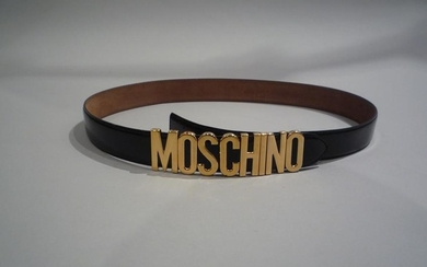 MOSCHINO - Made in Italy CEINTURE en cuir noir.