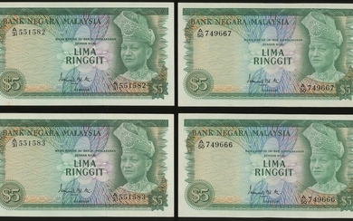 Malaysia, a lot of 4x 5 ringgit, 1st and 2nd series, ND, (Pick2, 8)