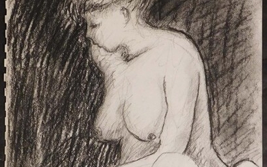 Manner of Richard Diebenkorn: Sitting Nude Sketch