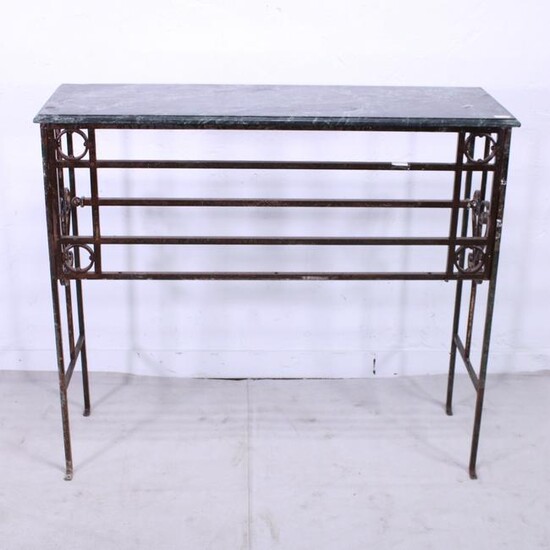 Marble Top Console with Vintage Iron Base #1