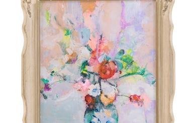 Mark Whitmarsh Acrylic Painting of Floral Still Life "Garden Romance," 2023