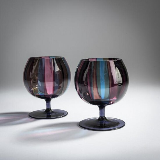 Massimo Vignelli, 2 brandy glasses, c. 1957