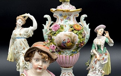 Meissen Porcelain Group, Four Pieces