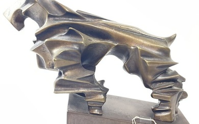 Mid Century Modern Bronze Sculpture Stylized Abstract Dog