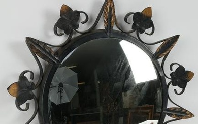 Mid Century Modern Convex Mirror in Metal Frame