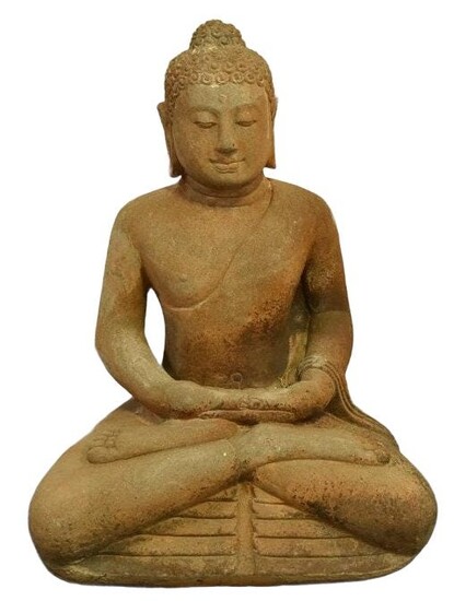Mid Century Rare Hand Made Cement Buddha Statue 32 Inch