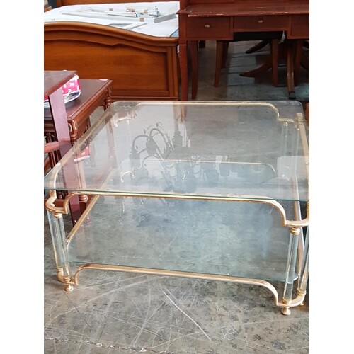Modern Coffee Glass Table with Greek Style Ornate (91cm x 91...