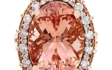Morganite Diamond Ring 14K Rose Gold